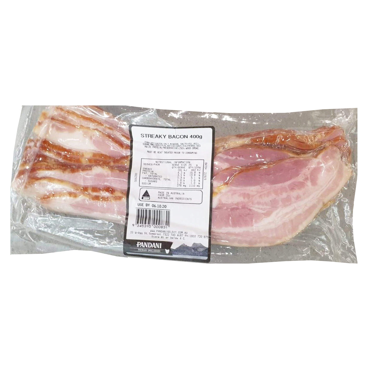 Pandani Streaky Bacon 400g