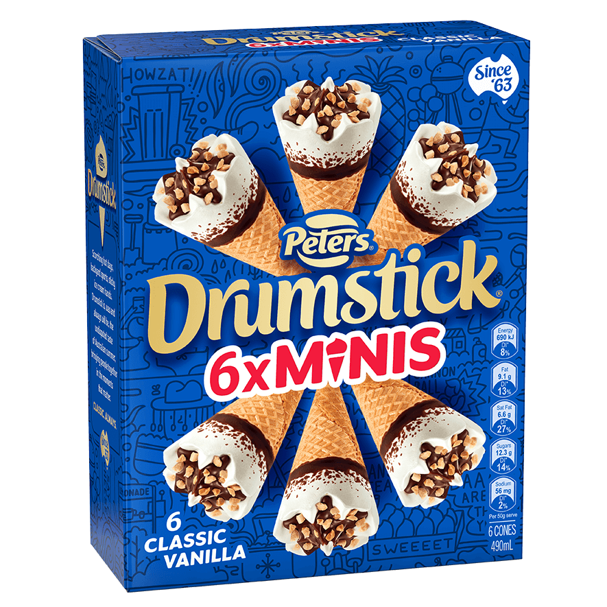 Peter's Drumstick Mini Classic Vanilla 6pk 490ml