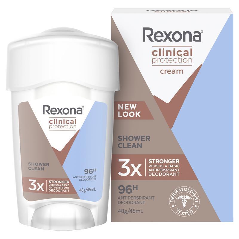 Rexona Clinical Protection Cream Antiperspirant Deodorant Shower Clean 48g