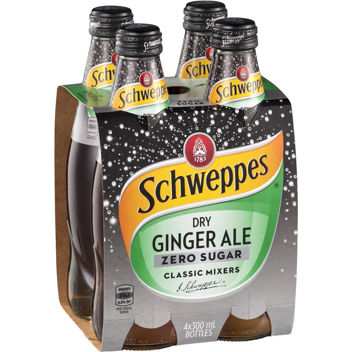 Schweppes Dry Ginger Ale No Sugar 300ml x 4pk