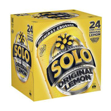 Schweppes Soft Drink Solo Cans 375ml x 24pk