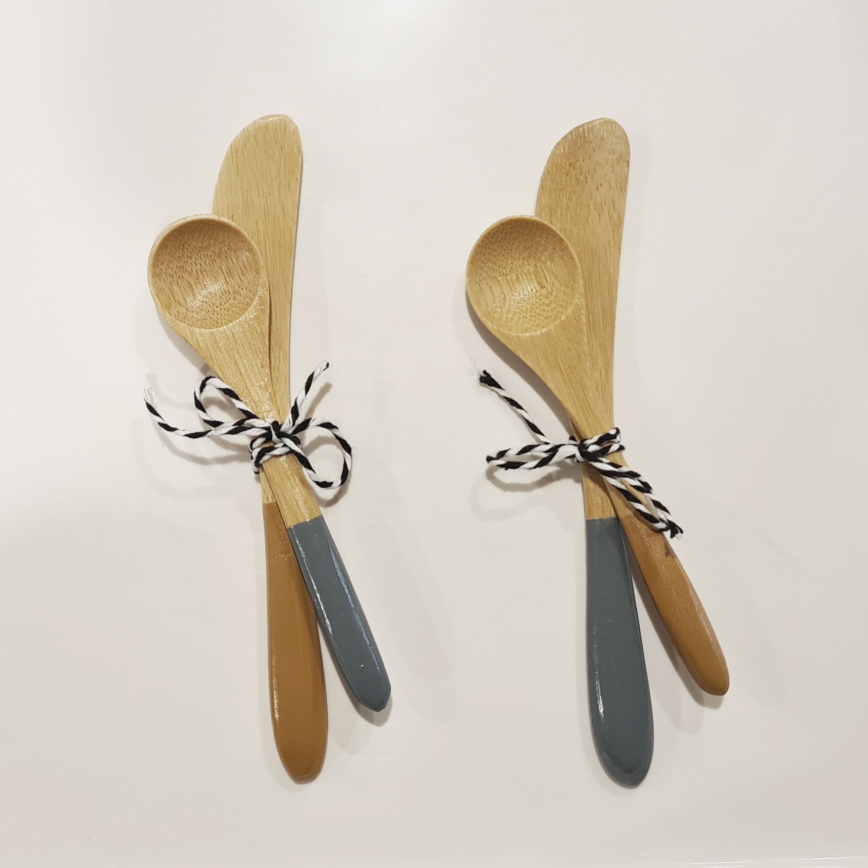 Bamboo Spreader & Spoon Set - Blue & Peach