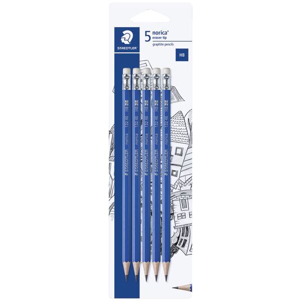 Staedtler Pencil & Eraser HB 5pk