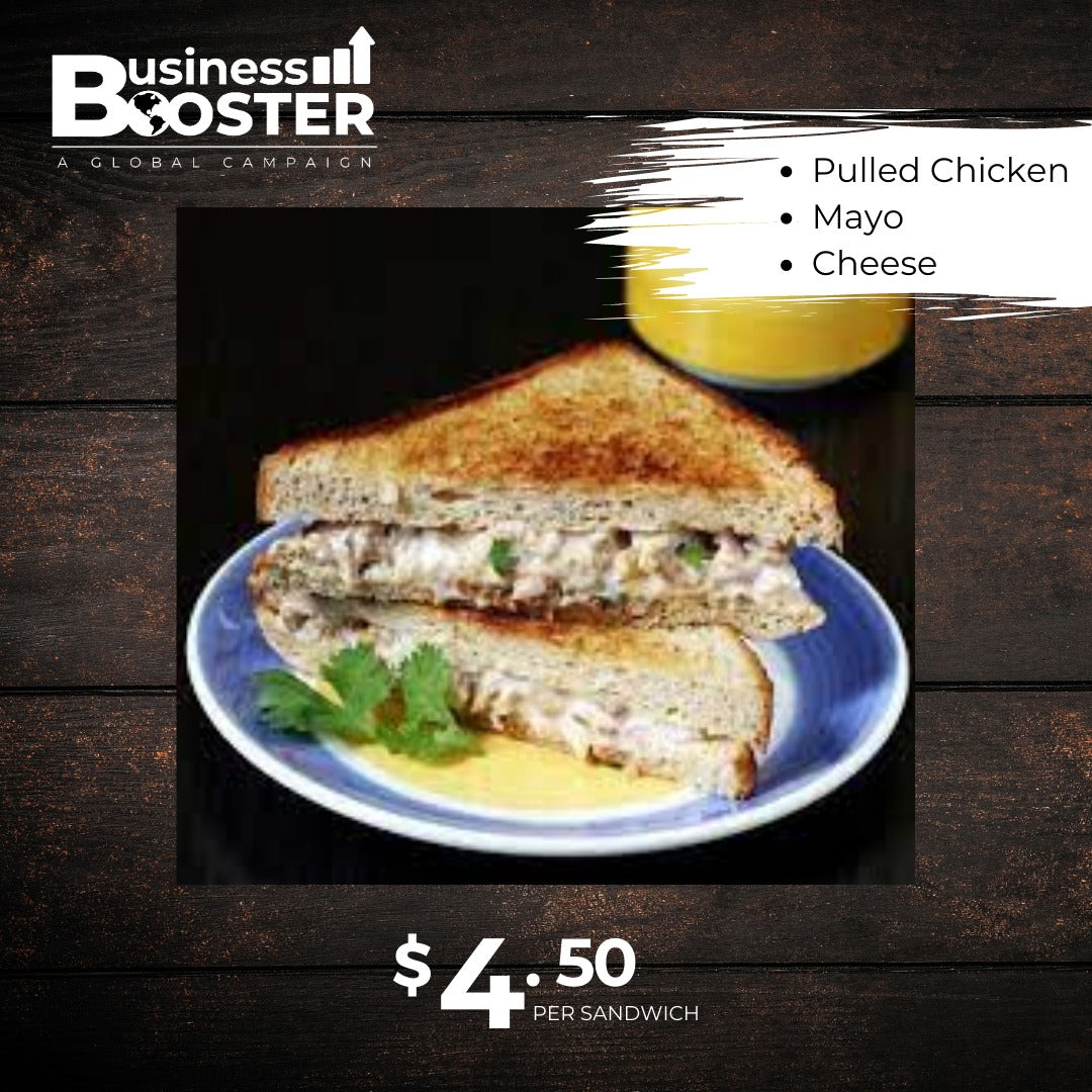 Pulled Chicken, Cheese and Mayonnaise Toastie (Business orders only)