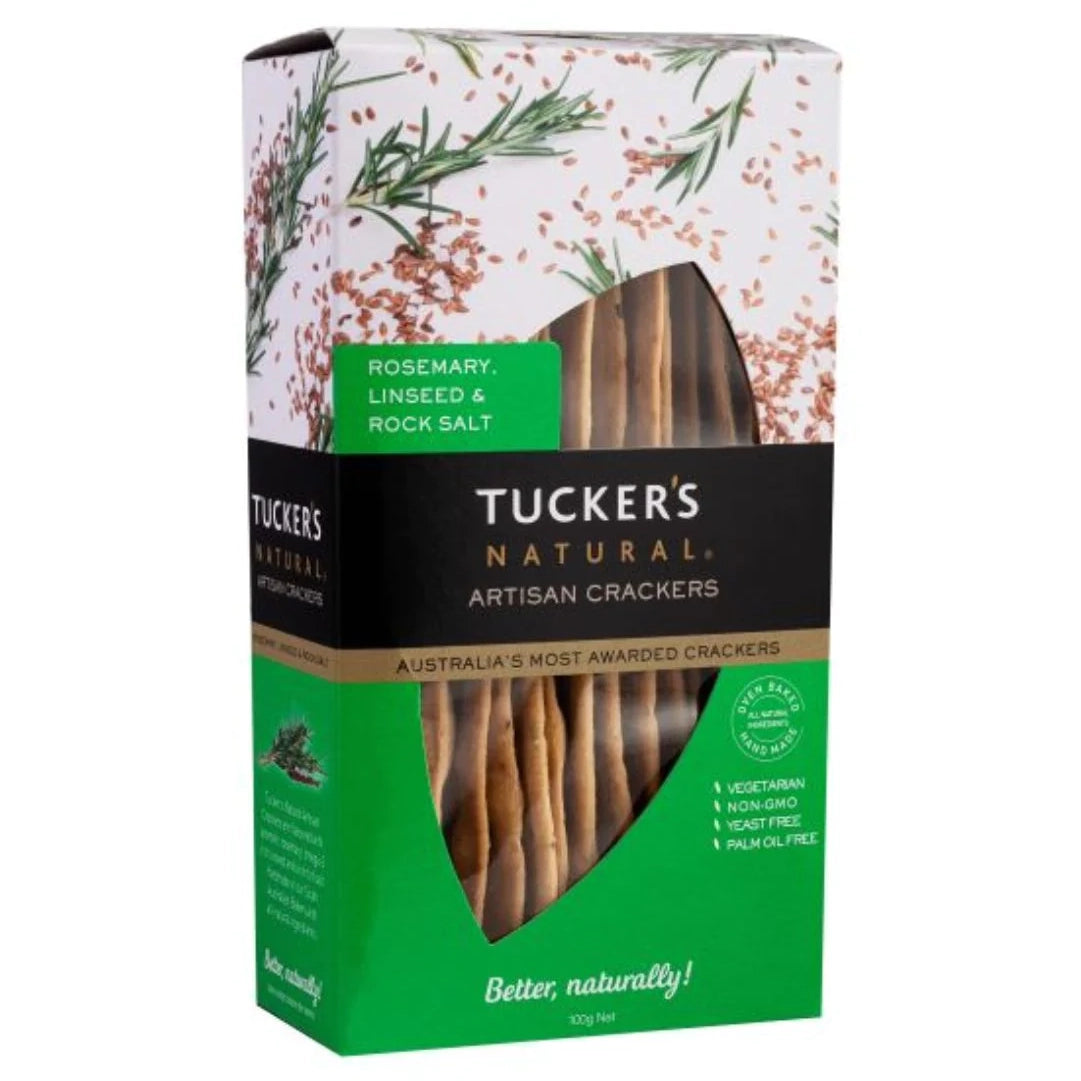 Tucker's Artisan Crackers Rosemary, Linseed & Rock Salt 100g