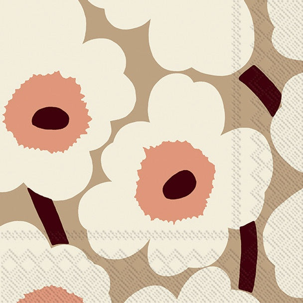 Marimekko Cocktail Napkin - Unikko Cream Rose