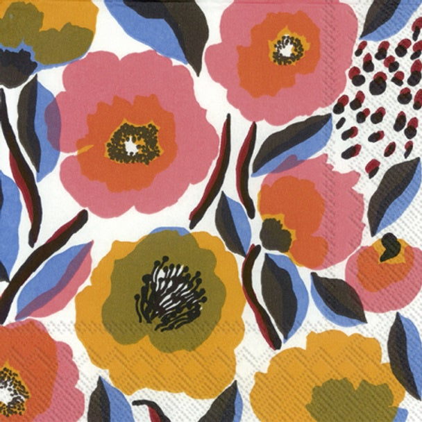 Marimekko Cocktail Napkin - Rosarium White Rose